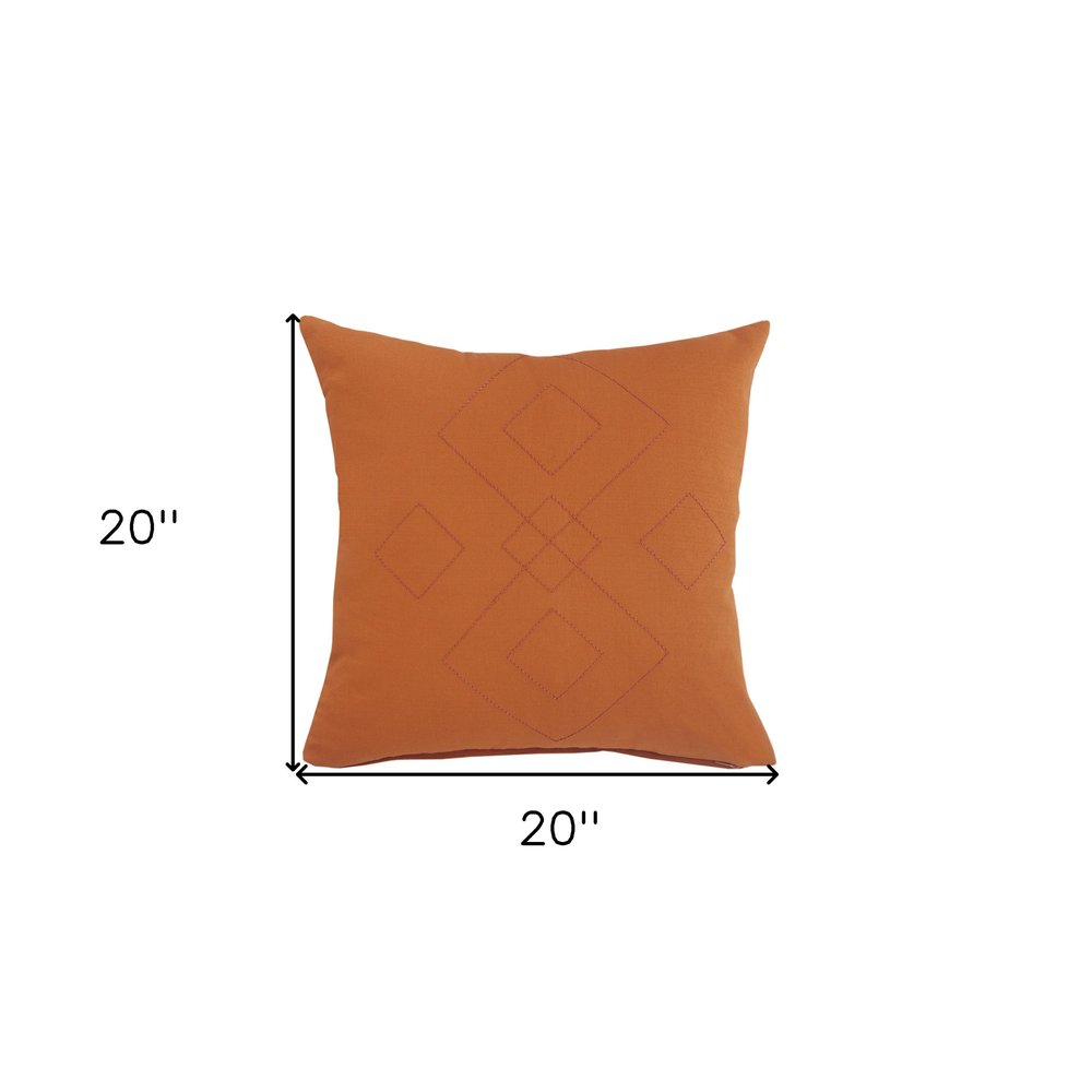 20" Orange And Dark Orange Diamond Cotton Throw Pillow — view 8