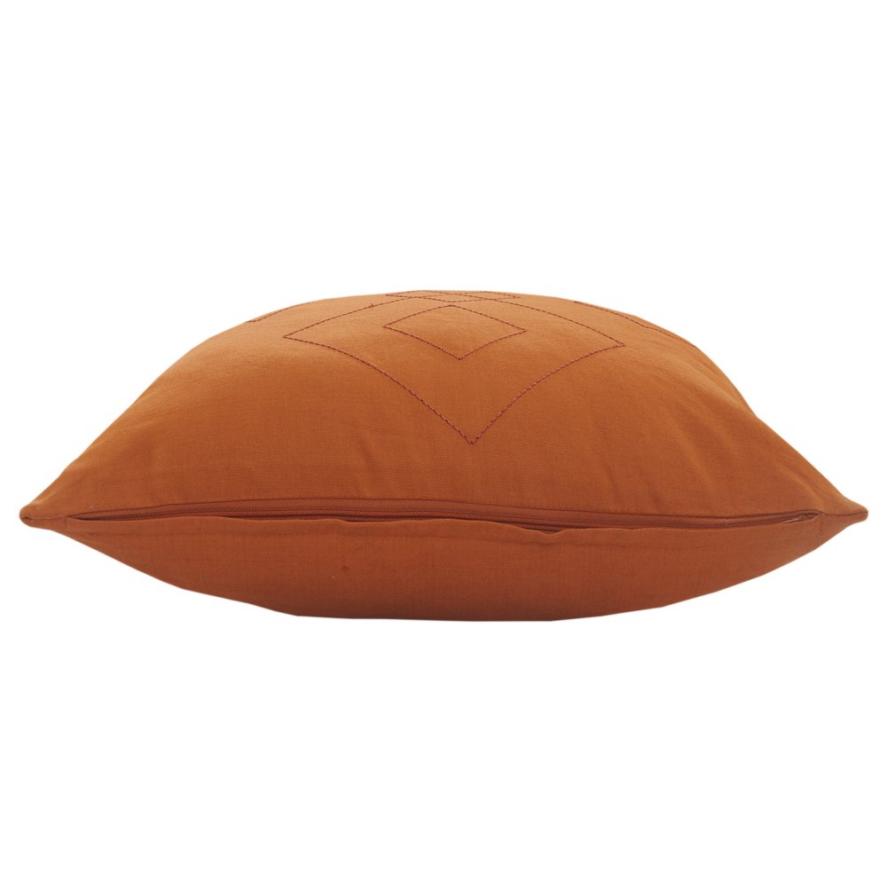 20" Orange And Dark Orange Diamond Cotton Throw Pillow — view 4