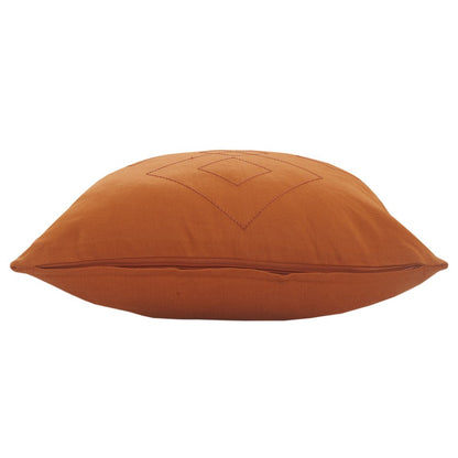 20" Orange And Dark Orange Diamond Cotton Throw Pillow