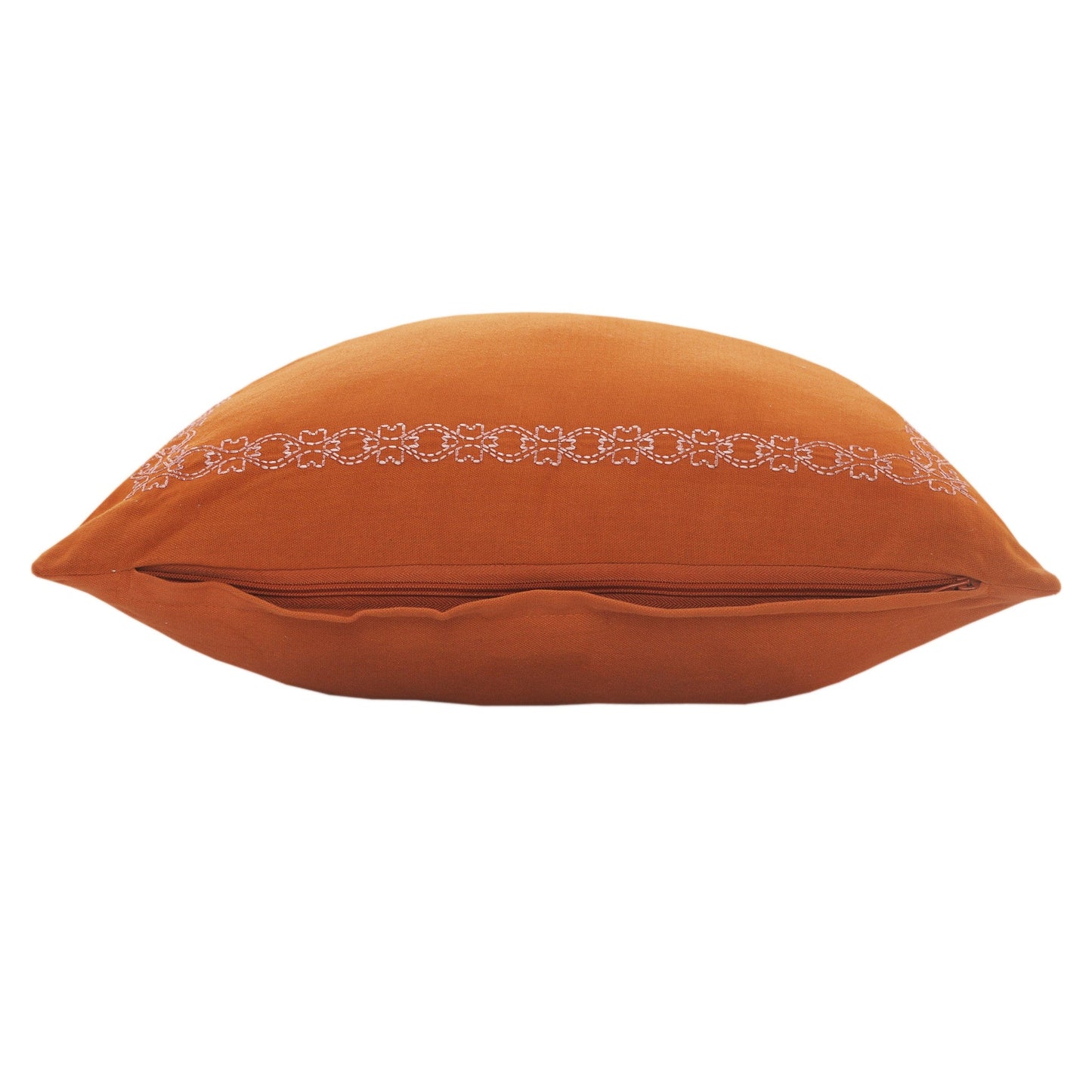 20" X 20" Orange And Dark Orange 100% Cotton Geometric Zippered Pillow FurniFindUSA