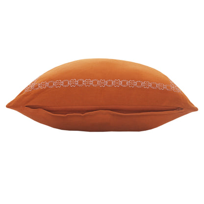20" X 20" Orange And Dark Orange 100% Cotton Geometric Zippered Pillow FurniFindUSA