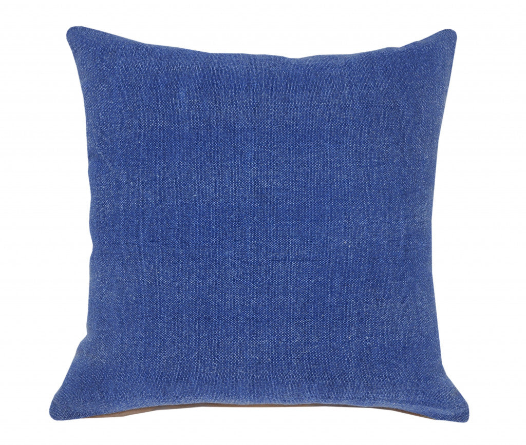 20" X 20" Classic Blue 100% Cotton Zippered Pillow FurniFindUSA