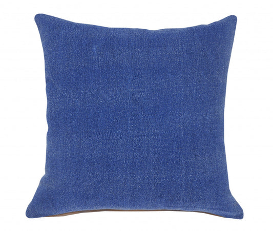 20" X 20" Classic Blue 100% Cotton Zippered Pillow FurniFindUSA