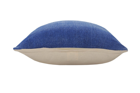 20" X 20" Classic Blue 100% Cotton Zippered Pillow FurniFindUSA