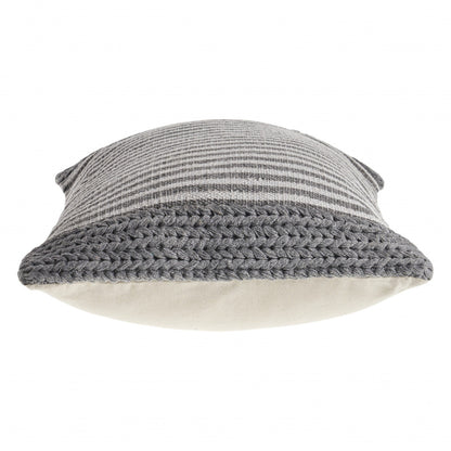 20" X 20" Gray And Ivory 100% Cotton Striped Zippered Pillow FurniFindUSA