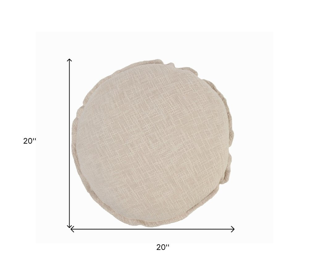 20" X 20" Beige Round Cotton Throw Pillow — view 8