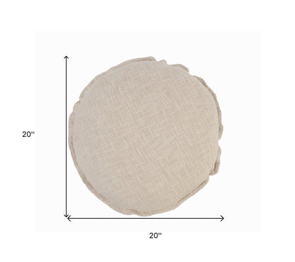 20" X 20" Beige Round Cotton Throw Pillow HomeRoots