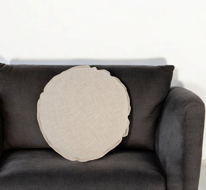 20" X 20" Beige Round Cotton Throw Pillow FurniFindUSA