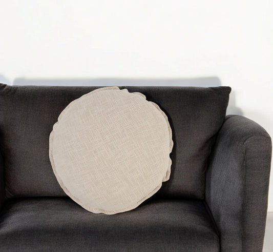 20" X 20" Beige Round Cotton Throw Pillow FurniFindUSA