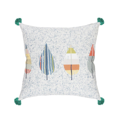 20" X 20" White Blue And Green Polyester Geometric Zippered Pillow FurniFindUSA