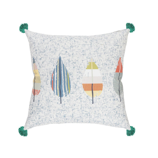20" X 20" White Blue And Green Polyester Geometric Zippered Pillow FurniFindUSA