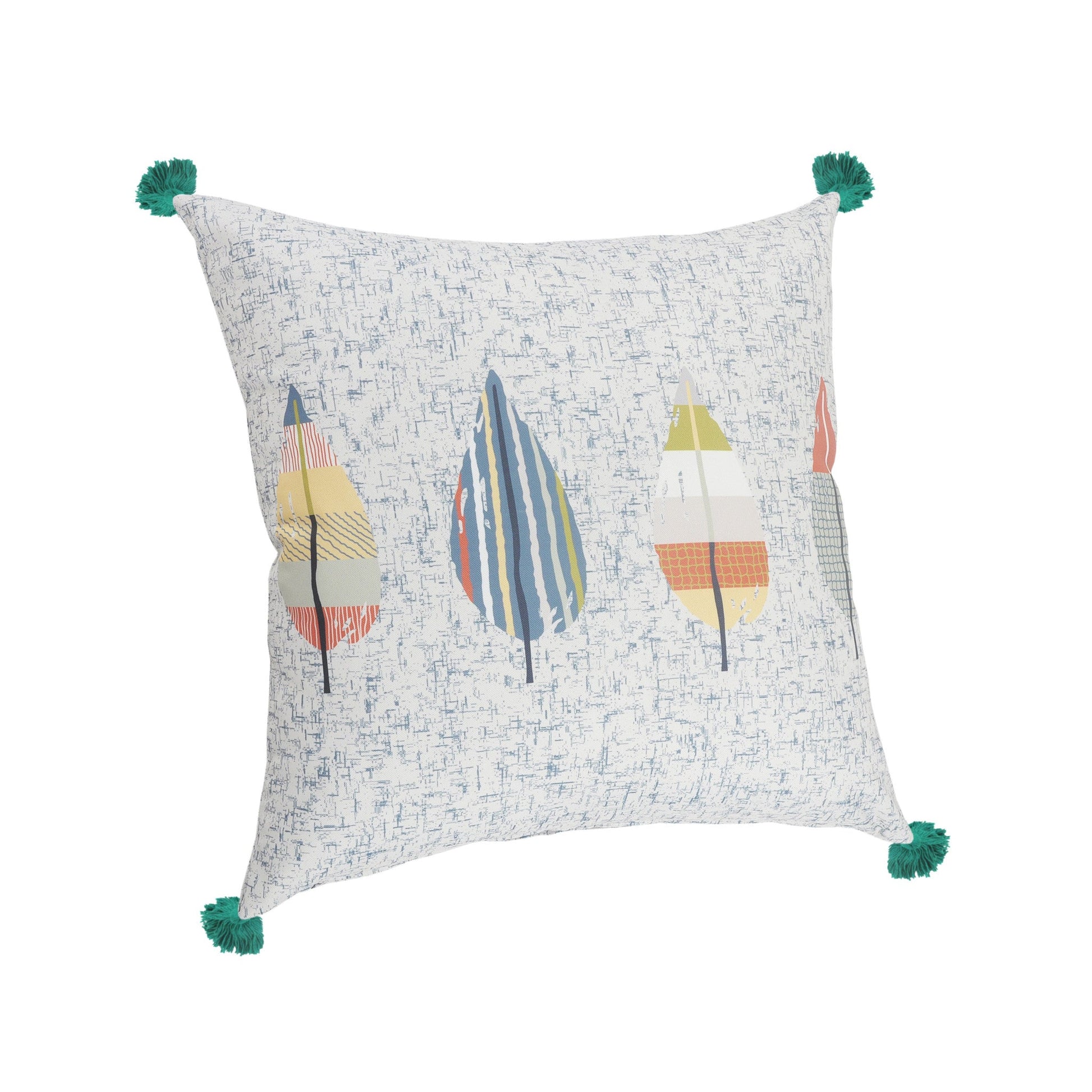 20" X 20" White Blue And Green Polyester Geometric Zippered Pillow FurniFindUSA