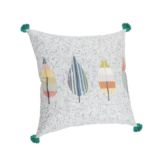 20" X 20" White Blue And Green Polyester Geometric Zippered Pillow FurniFindUSA