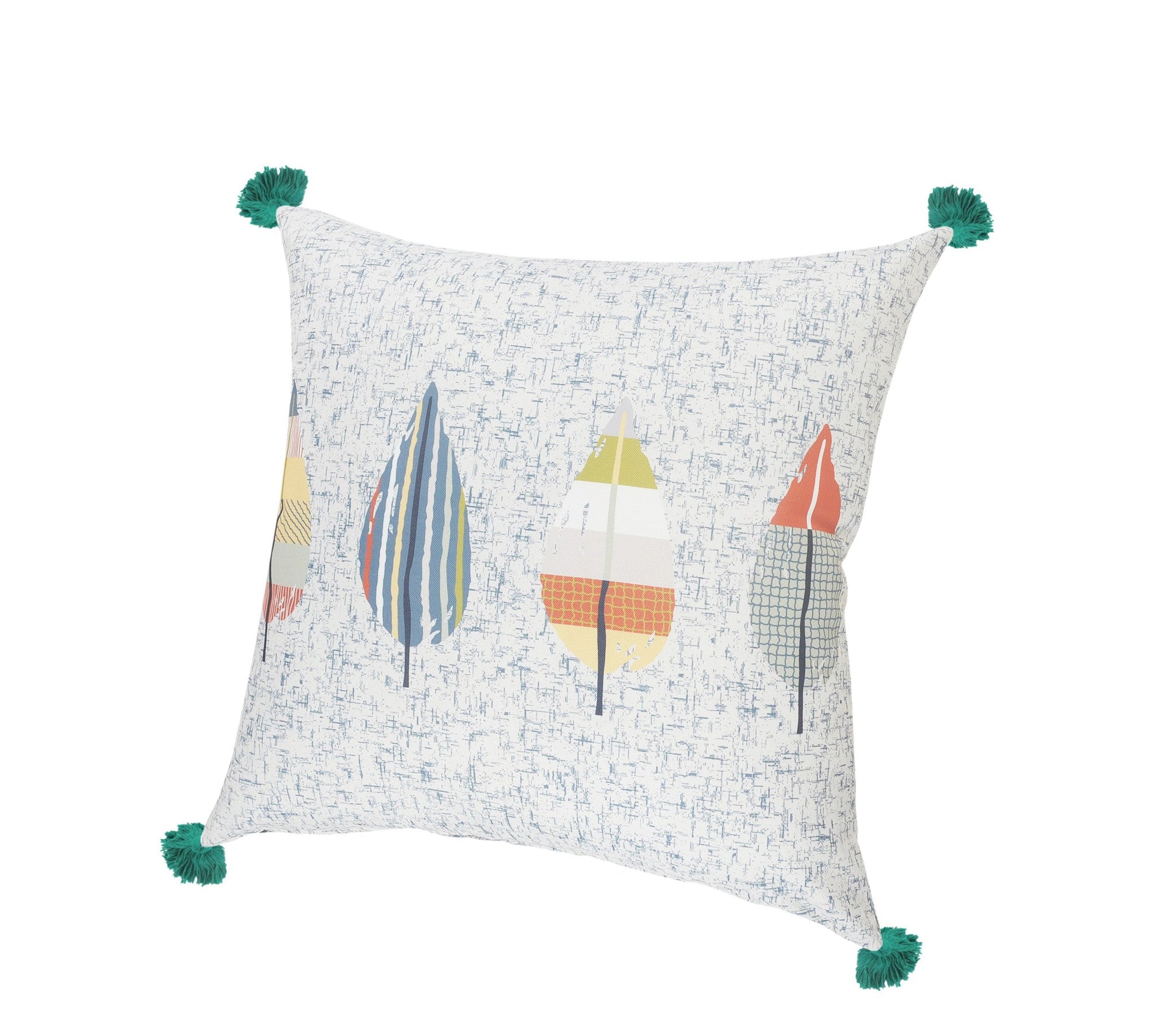 20" X 20" White Blue And Green Polyester Geometric Zippered Pillow FurniFindUSA