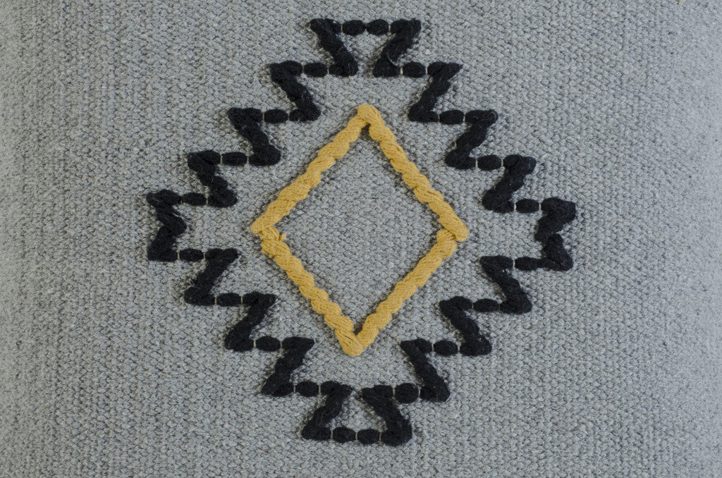 20" X 20" Gray Black Yellow And Ivory 100% Cotton Geometric Zippered Pillow FurniFindUSA