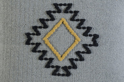 20" X 20" Gray Black Yellow And Ivory 100% Cotton Geometric Zippered Pillow FurniFindUSA