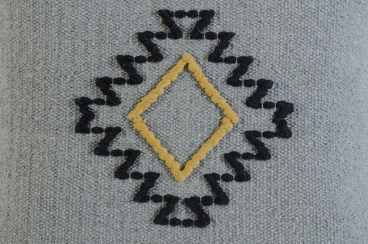 20" X 20" Gray Black Yellow And Ivory 100% Cotton Geometric Zippered Pillow FurniFindUSA