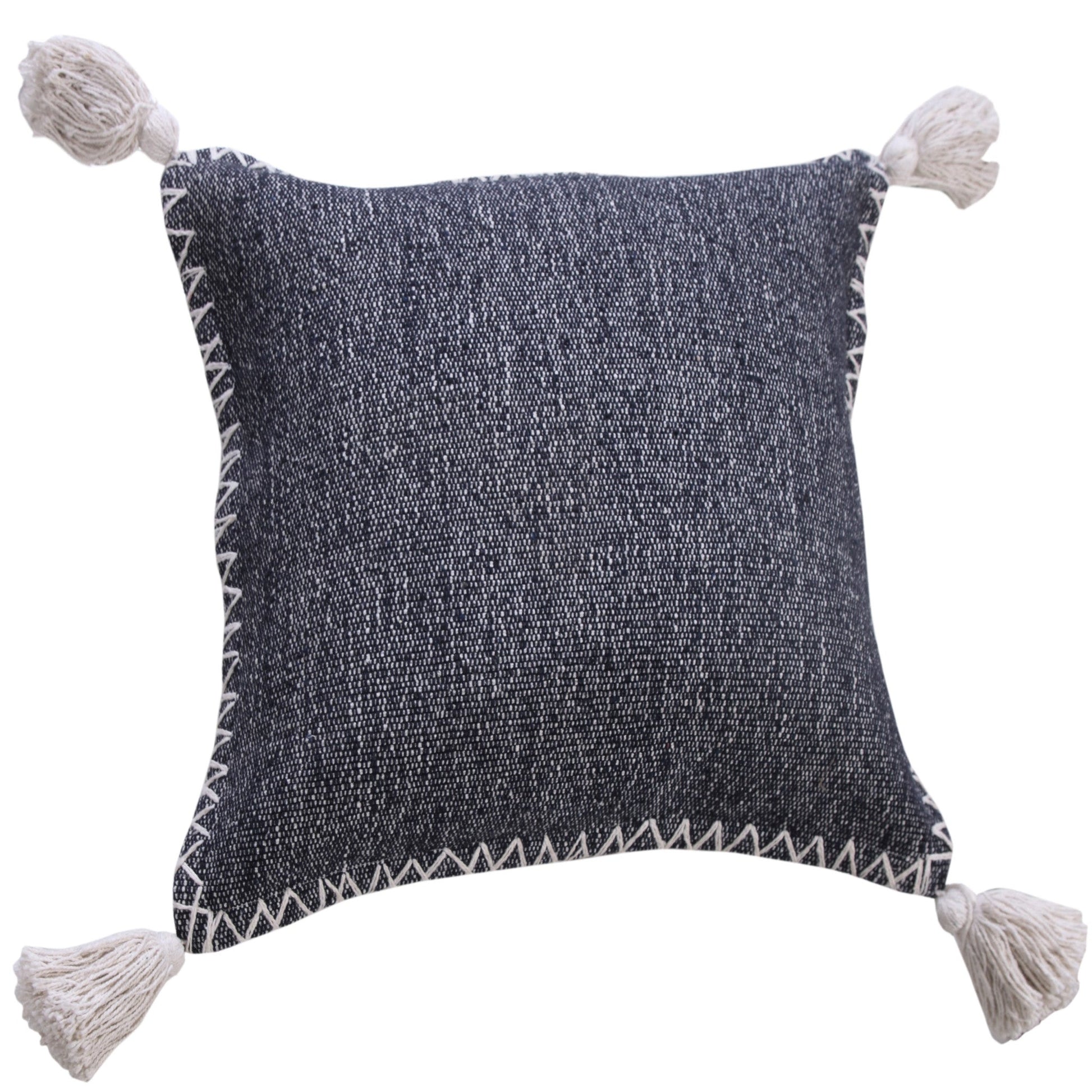 20" X 20" Deep Blue And White 100% Cotton Zippered Pillow FurniFindUSA