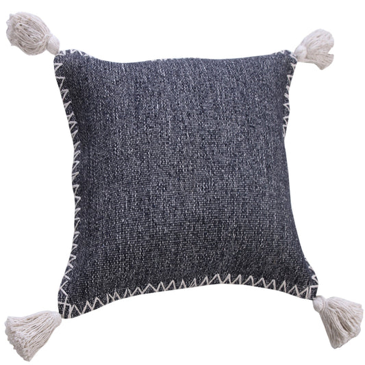 20" X 20" Deep Blue And White 100% Cotton Zippered Pillow FurniFindUSA