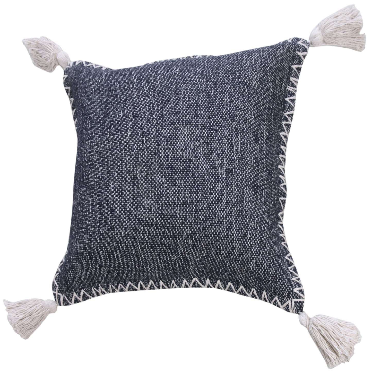 20" X 20" Deep Blue And White 100% Cotton Zippered Pillow FurniFindUSA