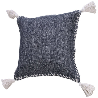 20" X 20" Deep Blue And White 100% Cotton Zippered Pillow FurniFindUSA