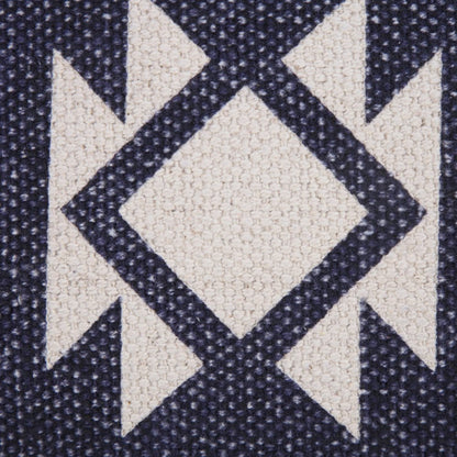20" X 20" Navy And White 100% Cotton Geometric Zippered Pillow HomeRoots