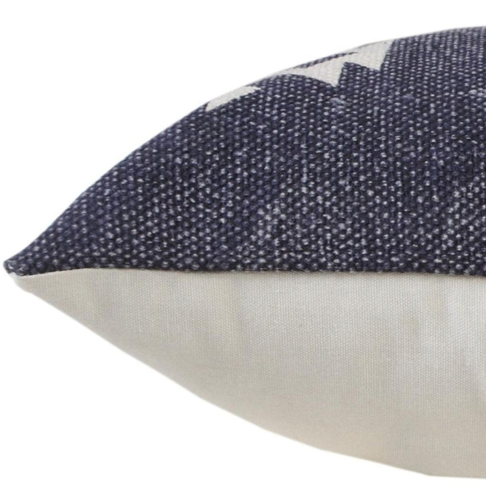 20" X 20" Navy And White 100% Cotton Geometric Zippered Pillow — view 7