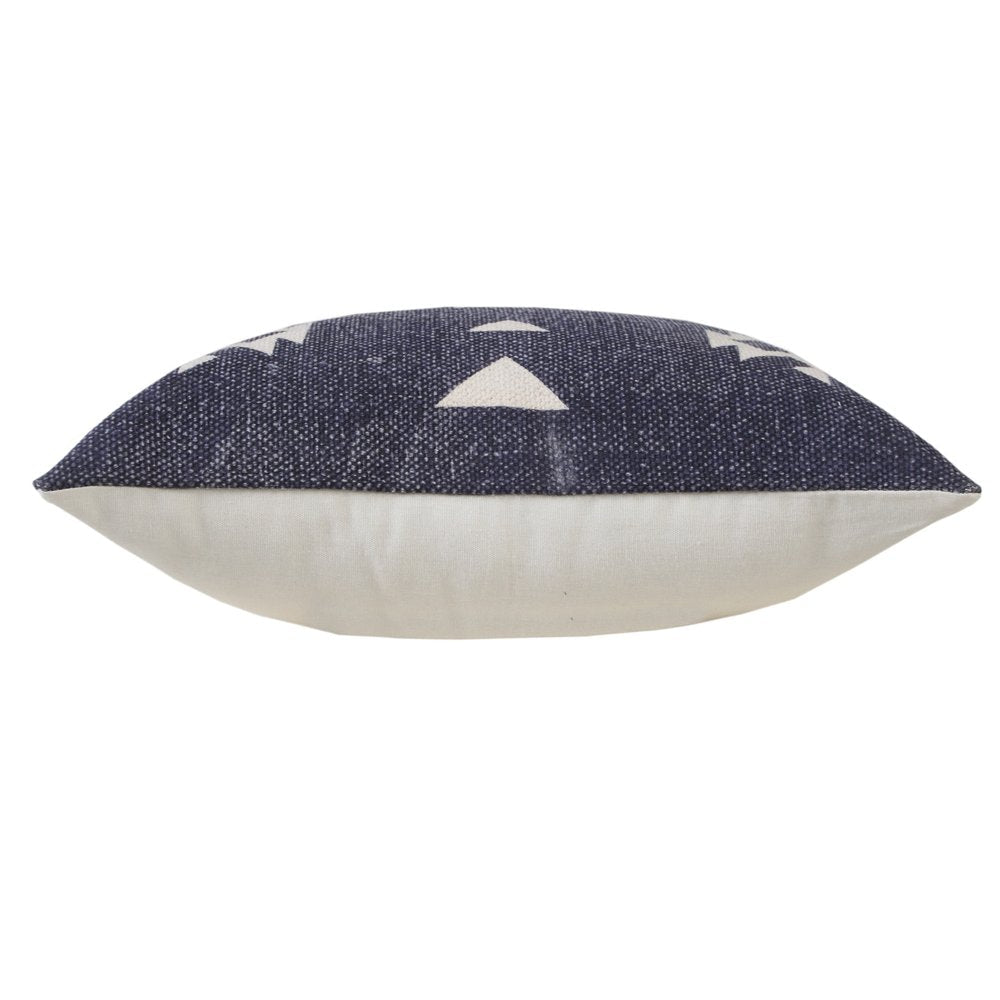 20" X 20" Navy And White 100% Cotton Geometric Zippered Pillow HomeRoots
