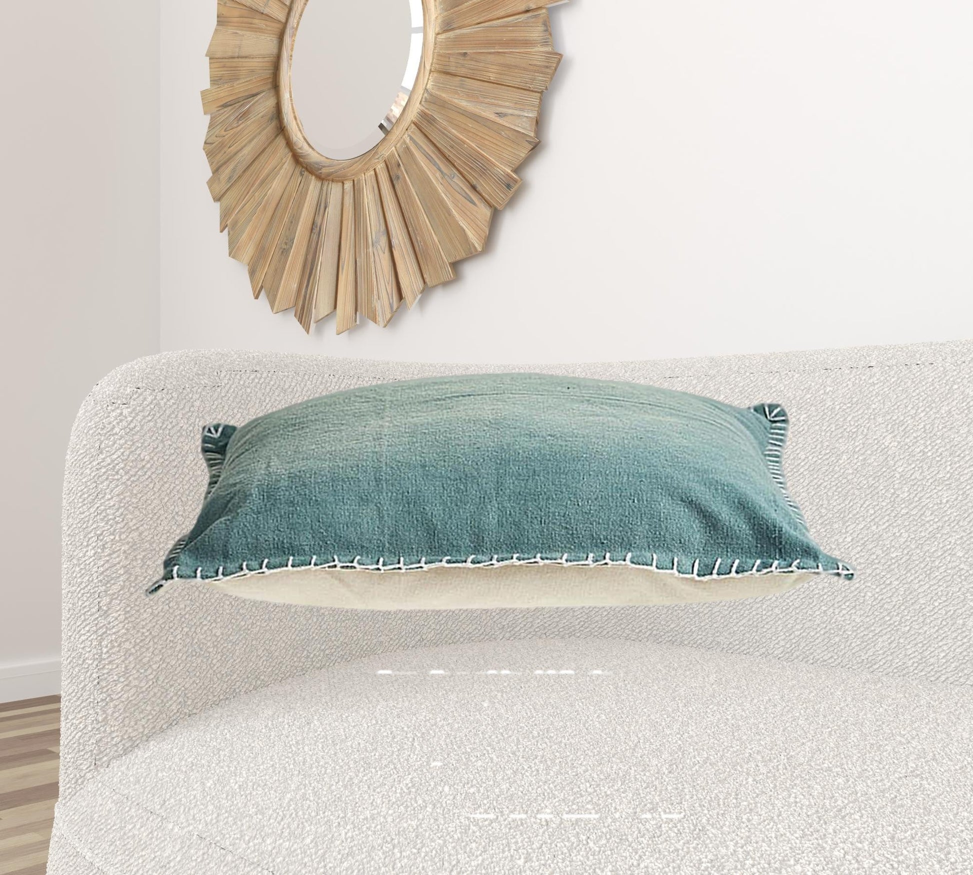 24" X 24" Teal 100% Cotton Zippered Pillow FurniFindUSA