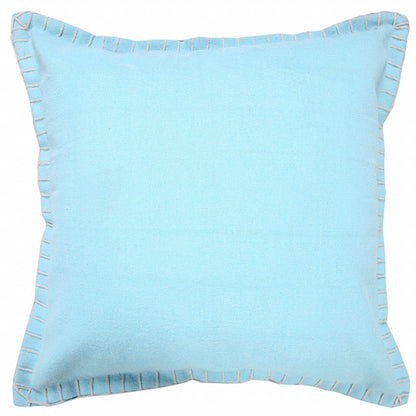 20" X 20" Light Blue 100% Cotton Zippered Pillow FurniFindUSA