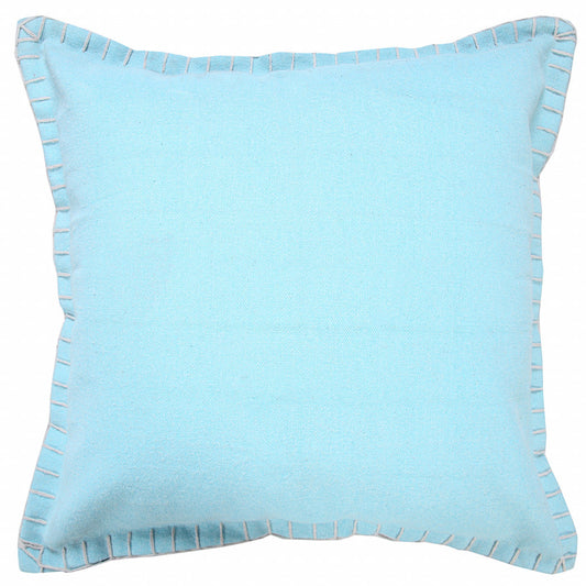20" X 20" Light Blue 100% Cotton Zippered Pillow FurniFindUSA