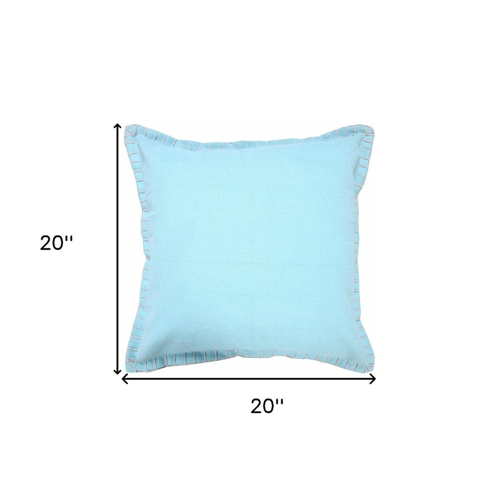 20" X 20" Light Blue 100% Cotton Zippered Pillow — view 9