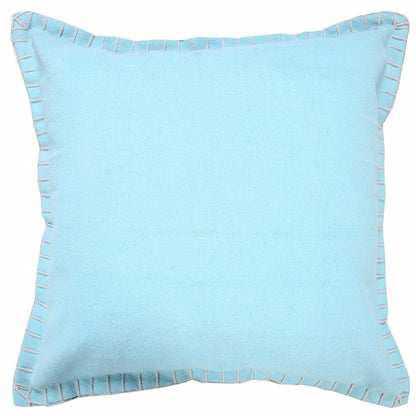 20" X 20" Light Blue 100% Cotton Zippered Pillow HomeRoots