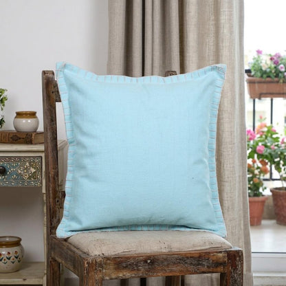20" X 20" Light Blue 100% Cotton Zippered Pillow HomeRoots