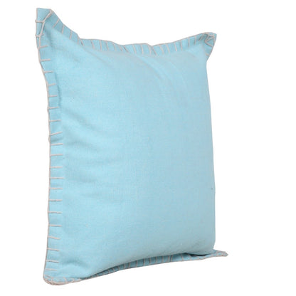 20" X 20" Light Blue 100% Cotton Zippered Pillow HomeRoots