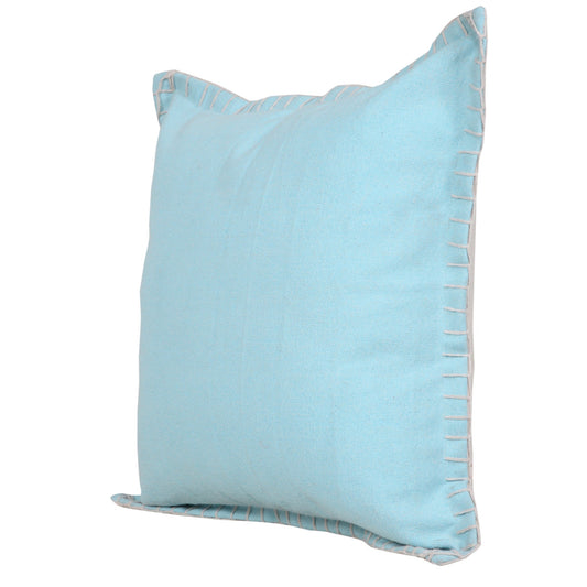 20" X 20" Light Blue 100% Cotton Zippered Pillow FurniFindUSA
