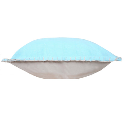 20" X 20" Light Blue 100% Cotton Zippered Pillow FurniFindUSA