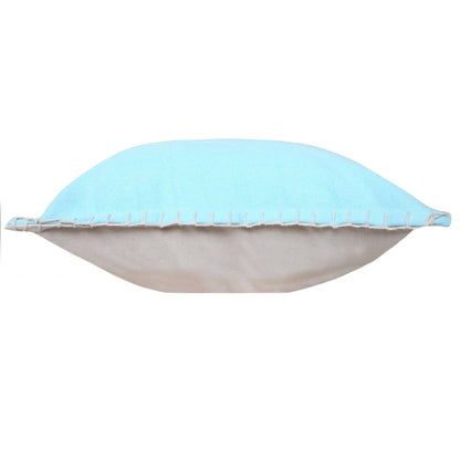 20" X 20" Light Blue 100% Cotton Zippered Pillow HomeRoots