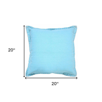 20" X 20" Bright Blue 100% Cotton Zippered Pillow HomeRoots