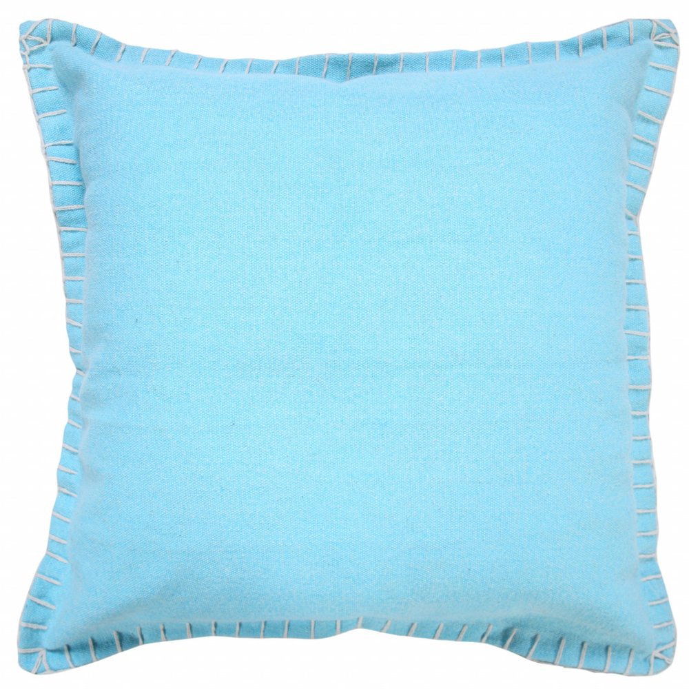 20" X 20" Bright Blue 100% Cotton Zippered Pillow HomeRoots