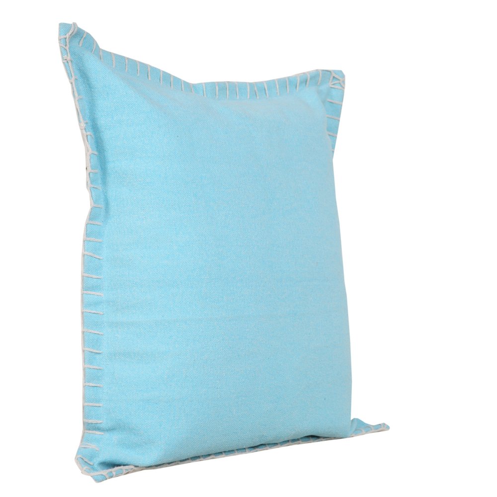20" X 20" Bright Blue 100% Cotton Zippered Pillow HomeRoots