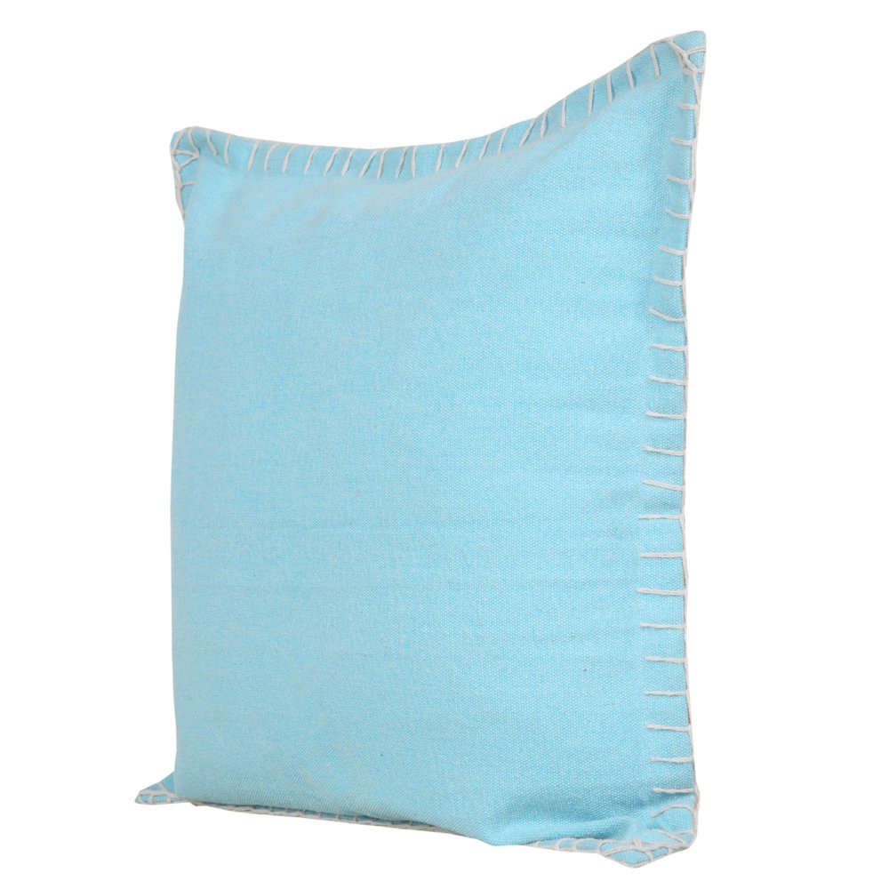 20" X 20" Bright Blue 100% Cotton Zippered Pillow HomeRoots