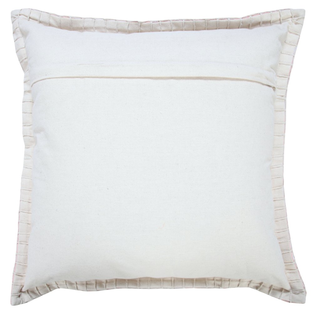 20" Light Pink Cotton Throw Pillow With Embroidered Edges — view 7