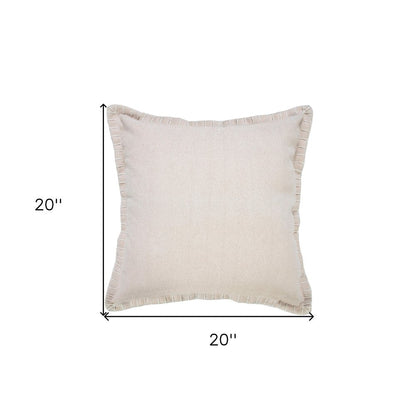 20" X 20" Beige 100% Cotton Zippered Pillow HomeRoots