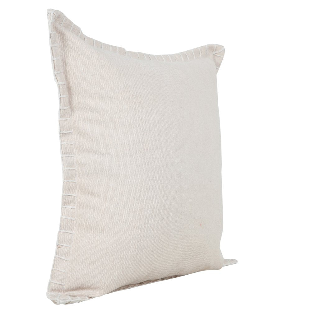 20" X 20" Beige 100% Cotton Zippered Pillow HomeRoots