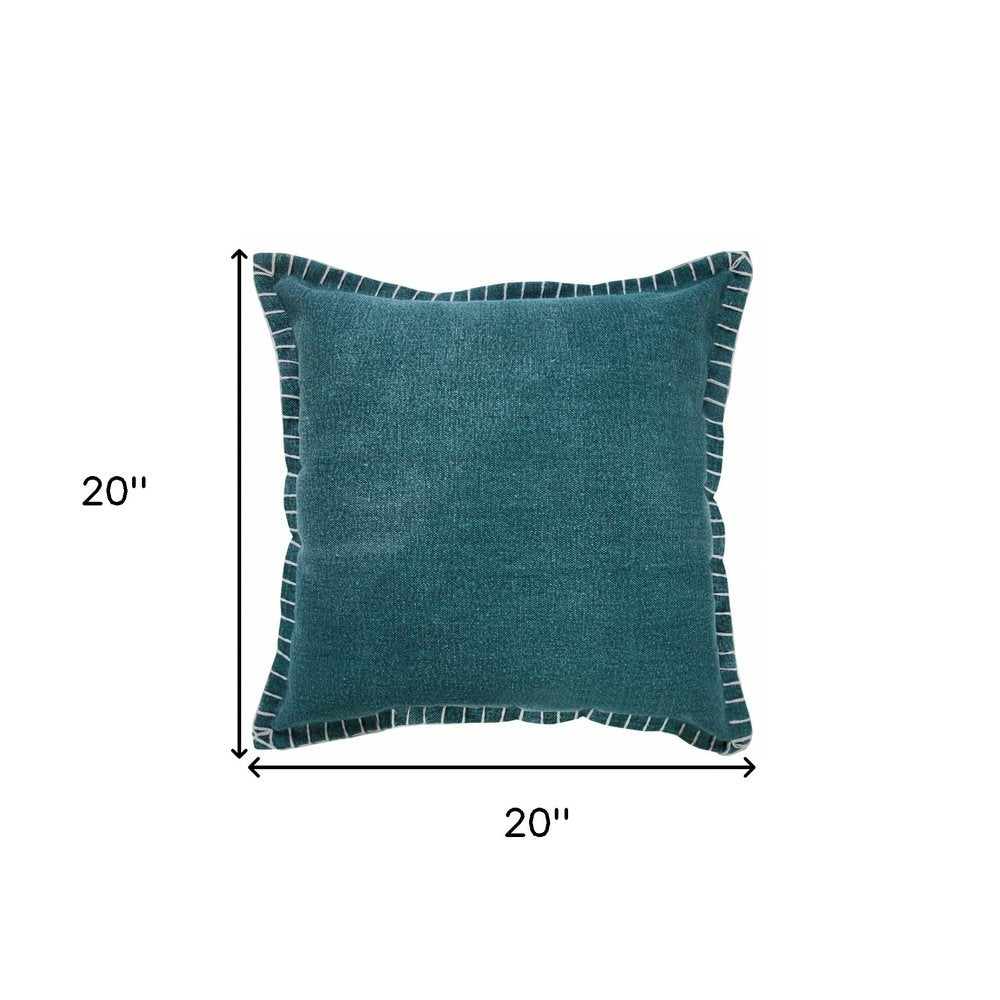 20" X 20" Emerald Green 100% Cotton Zippered Pillow