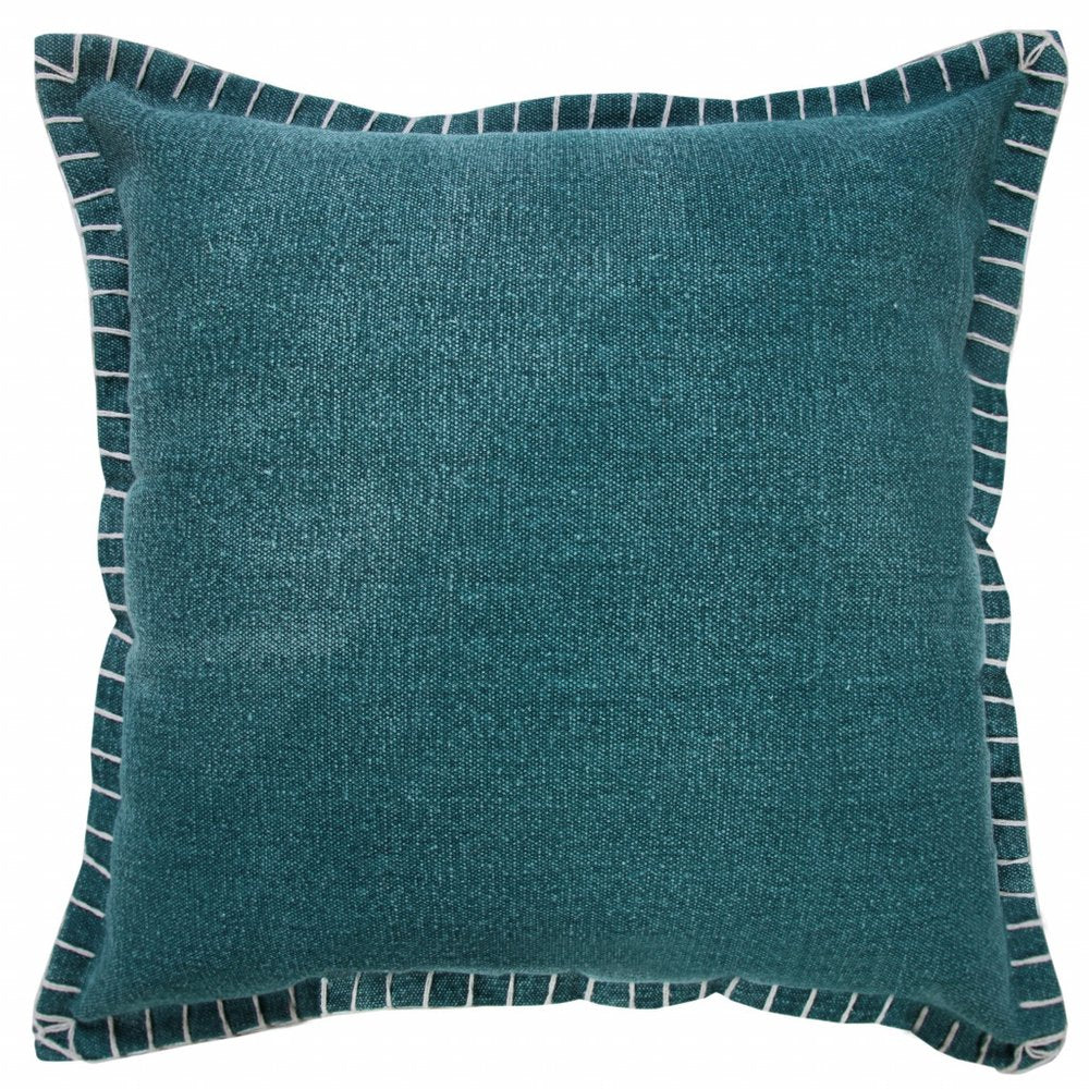 20" X 20" Emerald Green 100% Cotton Zippered Pillow — view 1