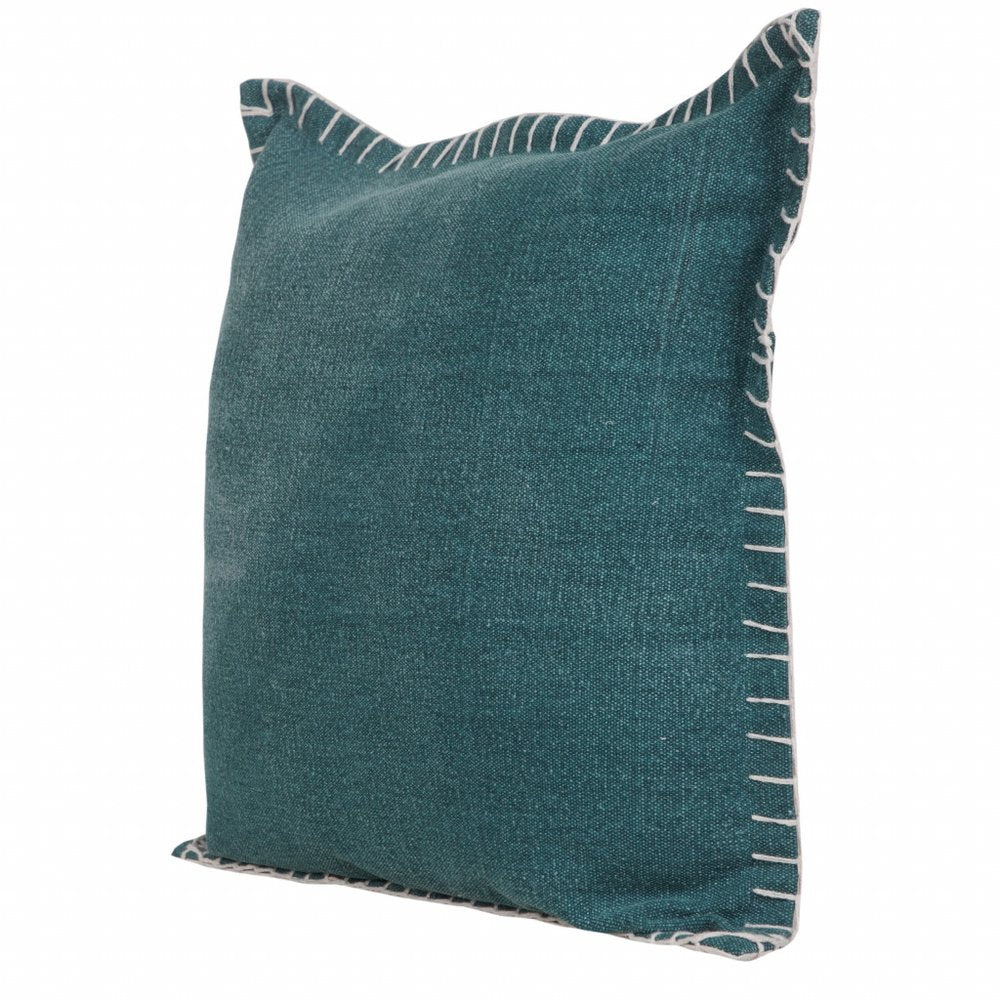 20" X 20" Emerald Green 100% Cotton Zippered Pillow — view 5