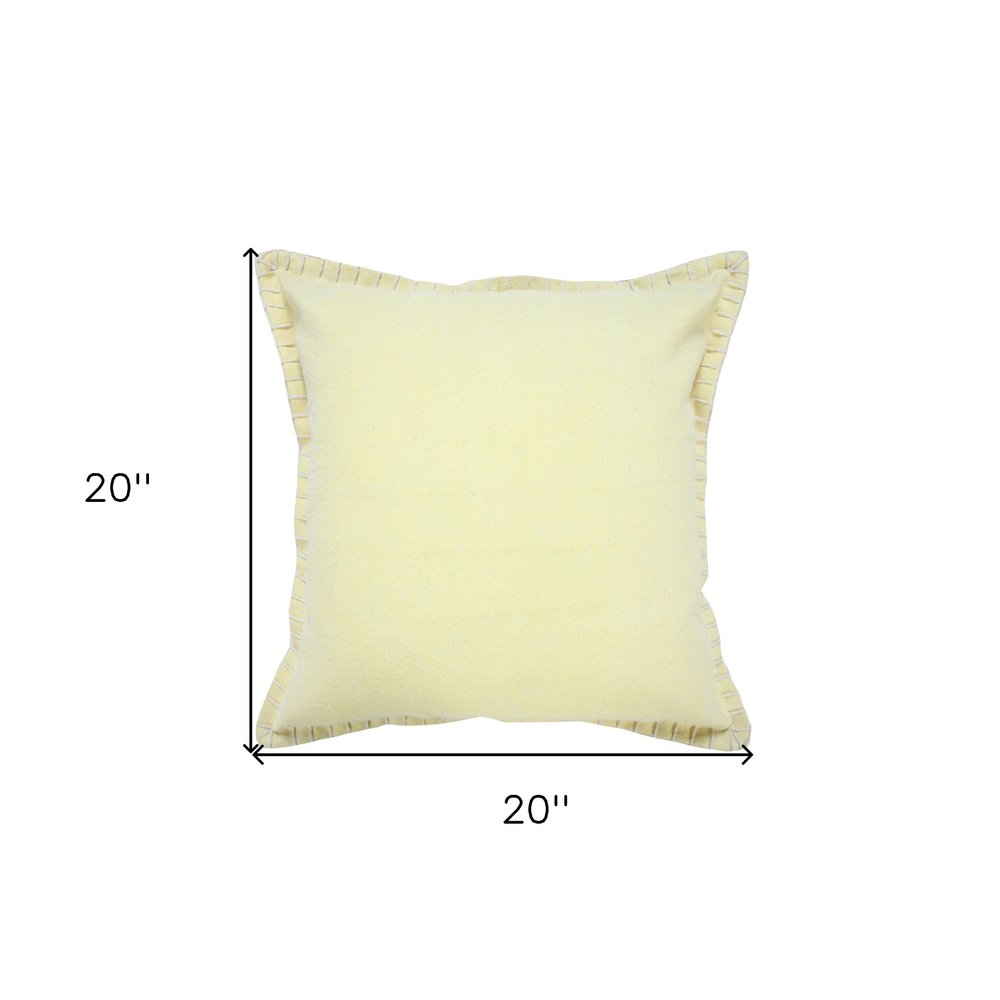 20" Light Yellow Cotton Throw Pillow — view 8