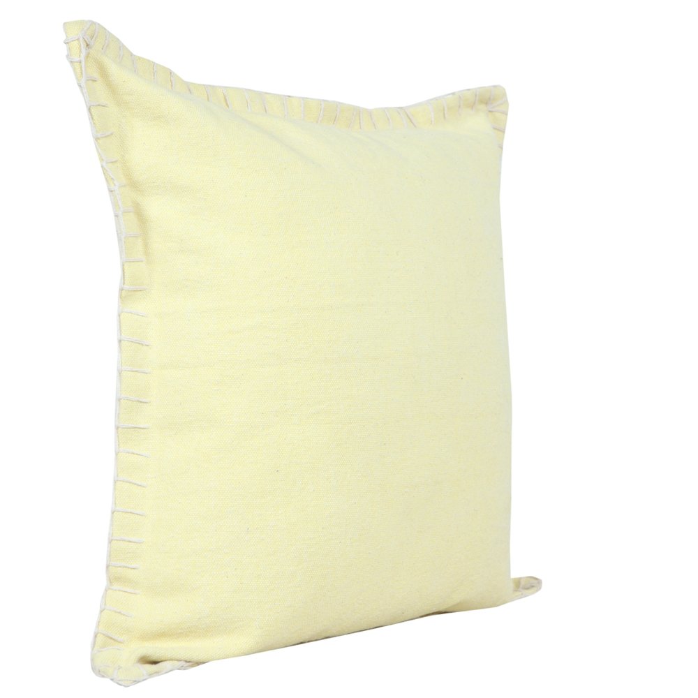 20" Light Yellow Cotton Throw Pillow — view 4